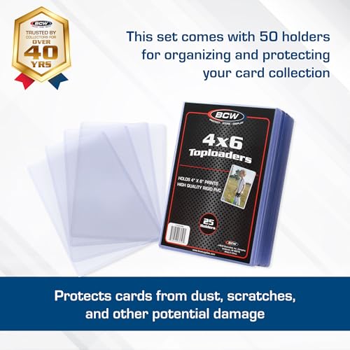 BCW 4x6 Photo & Postcard Topload Holders – 50 Pack | Blue-Tinted 4x6 Toploader Protectors for Photos, Prints & Postcards | Rigid Plastic Toploaders for Display & Storage - Image 2