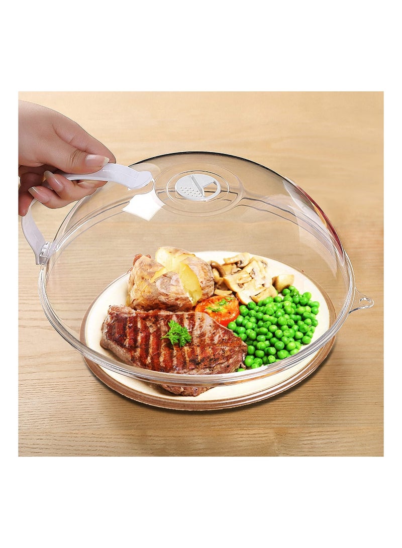 كابتن تيك Microwave Splatter Cover, Cover for Food Microwave Plate Cover Guard Lid with Handle, Hanging Hole and Adjustable Steam Vents Microwave Oven Cleaner, 10.5 Inch Transparent & BPA Free - Image 1