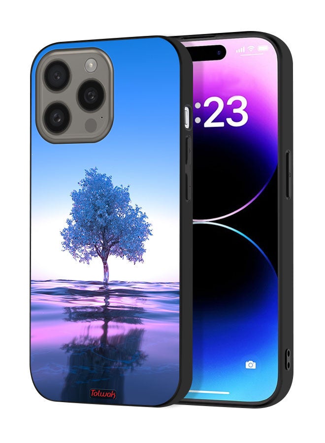 Tolwak Apple iPhone 15 Pro Max Protective Case Cover Tree Neon Body Of Water Reflection Digital Art - Image 1