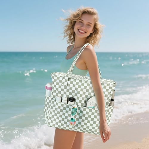 Bluboon Waterproof Beach Tote Pool Bags for Women Ladies Extra Large Gym Tote Carry On Bag With Wet Compartment for Weekender Travel - Image 3