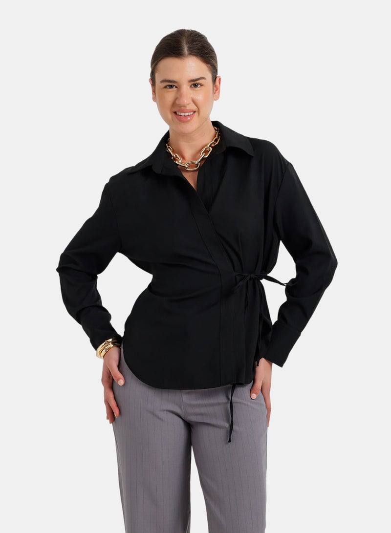 Carina Cinched Hidden-Placket Shirt - Image 1