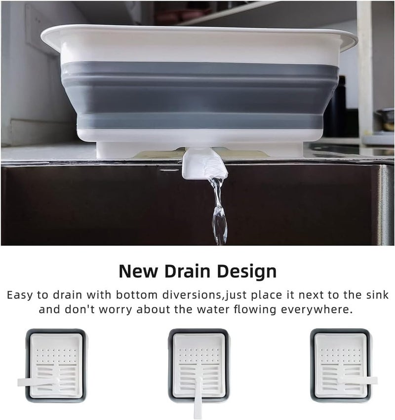 THANSTAR Collapsible Dish Drying Rack for RV Kitchen, Foldable Drainer Organizer for Kitchen Countertop, Space Saving Portable Dish Rack for Campers, Travel Trailer & Small Spaces, Easy Storage, Grey - Image 5
