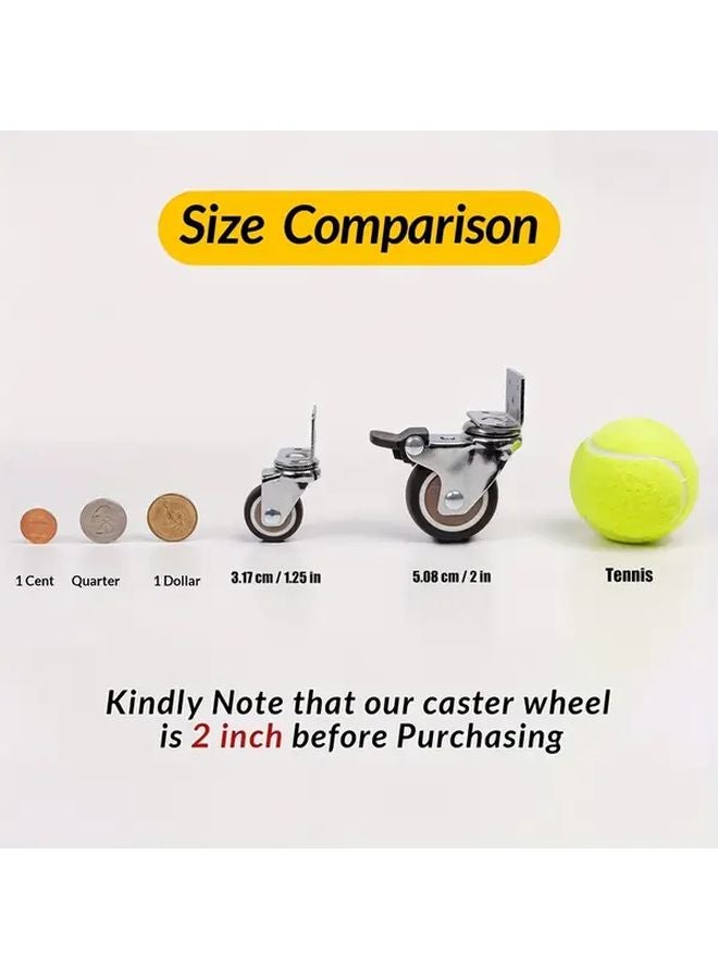 2 Inch Side Mounted Casters 4pcs L Shaped Rubber Ball Bearing 360 Swivel Plate 600 Lbs - Image 5