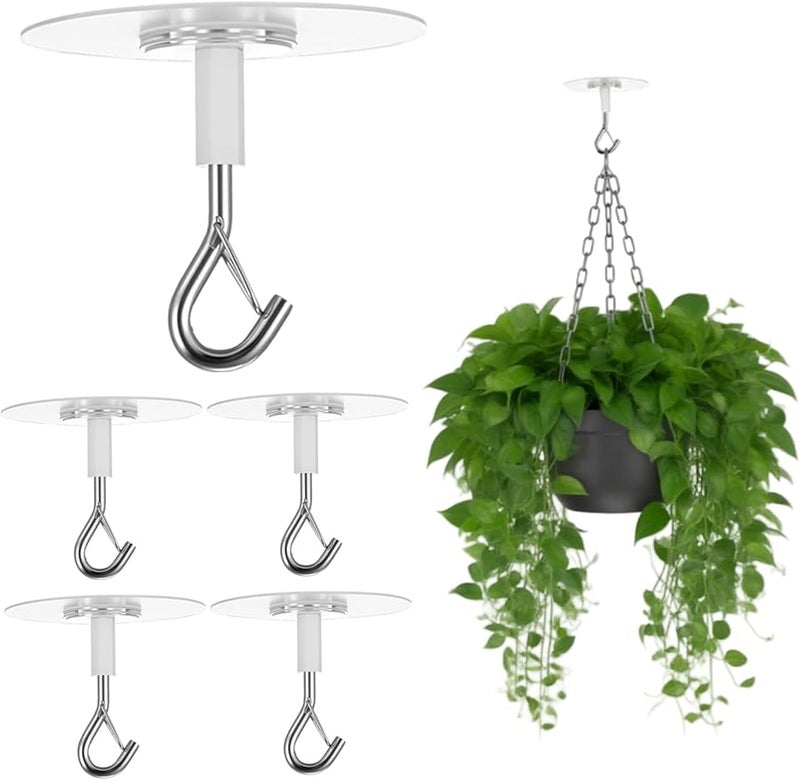 خطافات سقف لاصقة ثقيلة 5 قطع لتزيين وتعليق النباتات - Image 1