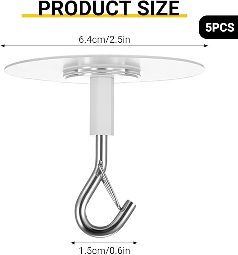خطافات سقف لاصقة ثقيلة 5 قطع لتزيين وتعليق النباتات - Image 3