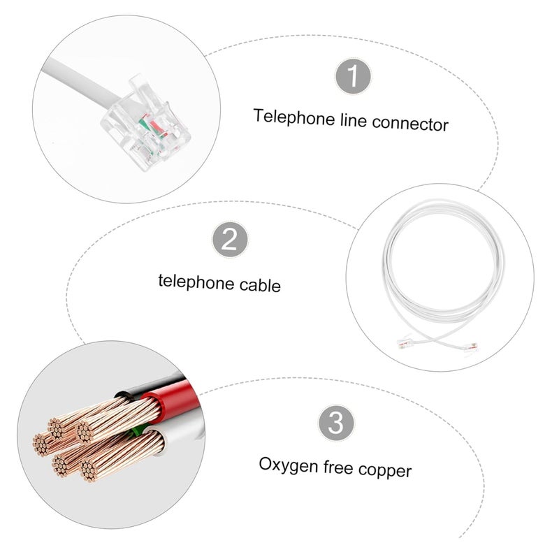 DOITOOL 2m Telephone Wire Landline Cord Telephone Signal Line High Purity Oxygen Sturdy and for Use - Image 4
