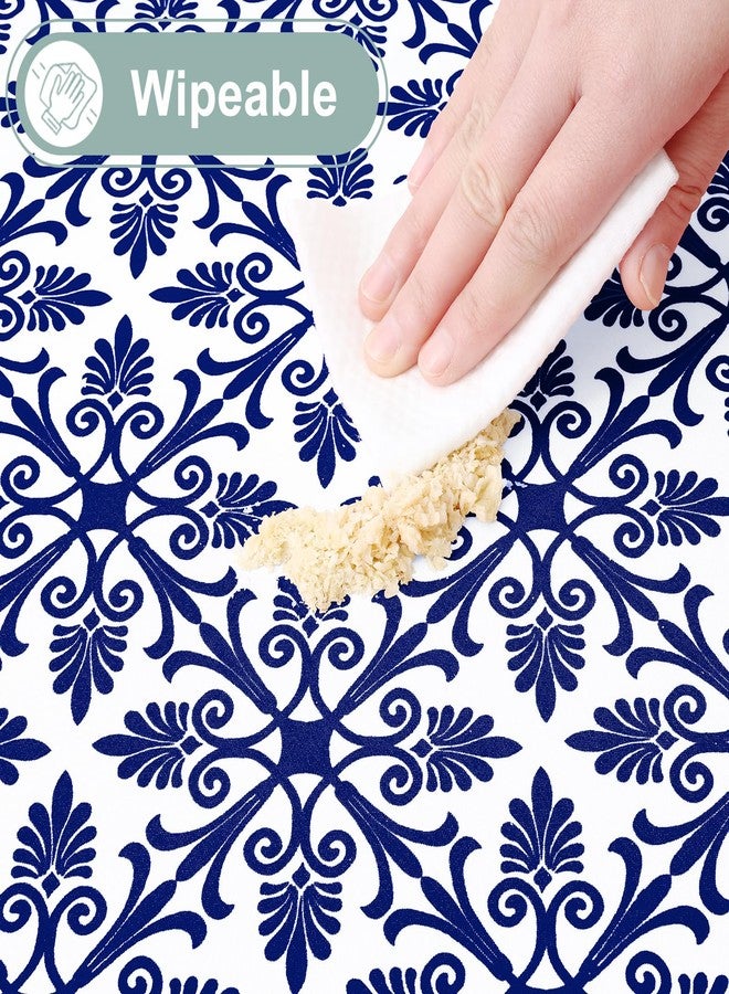 misaya 2 Pack 6 Foot Rectangle Picnic Tablecloth, Elastic Fitted Waterproof Table Cover, Windproof Washable Polyester Table Cloth for Camping, Indoor and Outdoor (Navy, 30" x 72") - Image 5