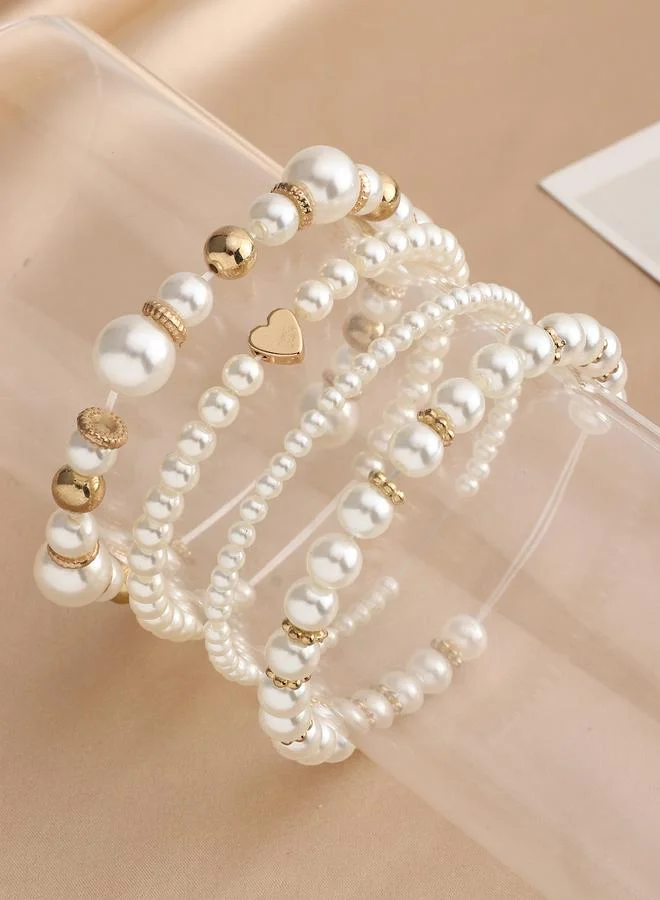 Take Two Pack of 4 - Pearl Beaded Bracelet