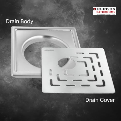 Johnson Bathrooms Johnson Curl 6x6 inches Square Floor Drain with Hole| SS304 Grade Floor Trap Jali/Drain Cover| Anti-Rust, Matt/Satin Finish | 2 Yr Warranty(T3081S21- Stainless Steel) - Image 4