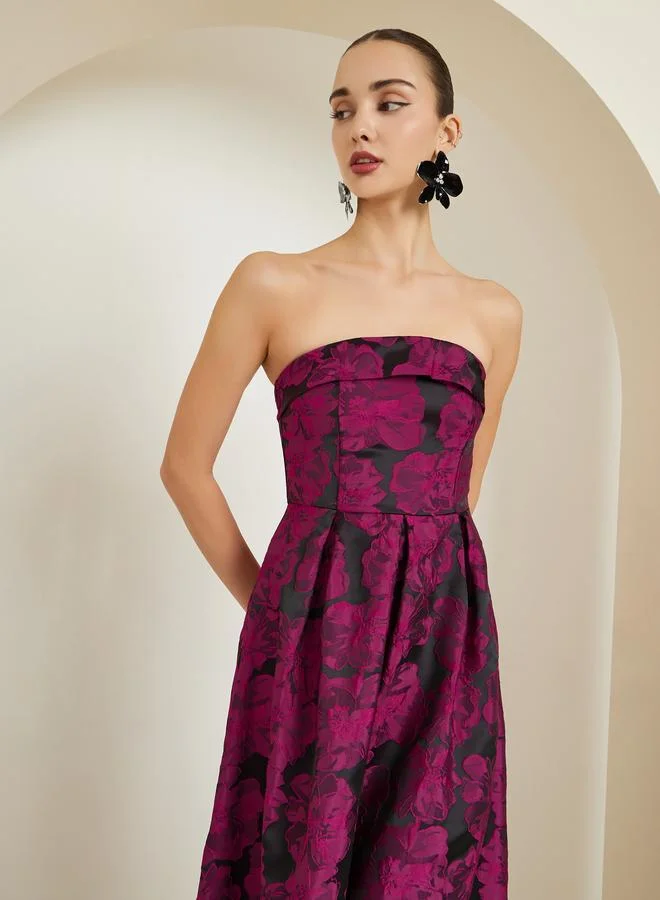 Styli Red Burgundy Sleeveless A-Line Maxi Dress