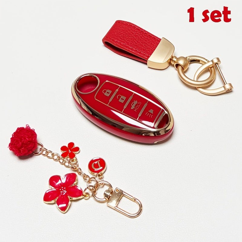 Green TPU Car Key Protection Case 360 Degree With Keychain For Nissan Infiniti - Image 3
