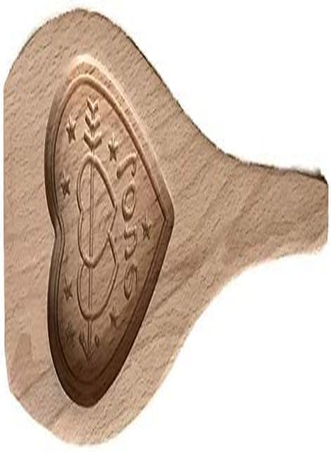 Mido Love Shape Wood Mold Cookie, Cake & Pastry Maamoul Mooncake Moon Cake Mould Press Heart & Arrow Drawing for Valentines Day Gift 3" Diameter & 0.5" Depth - Image 2