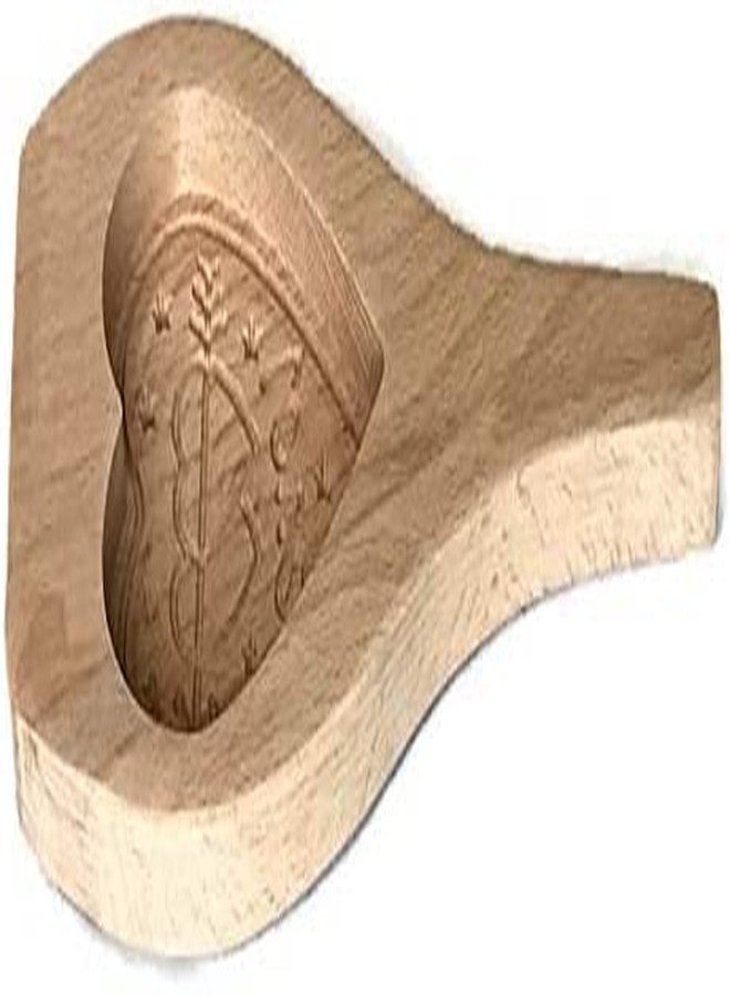 Mido Love Shape Wood Mold Cookie, Cake & Pastry Maamoul Mooncake Moon Cake Mould Press Heart & Arrow Drawing for Valentines Day Gift 3" Diameter & 0.5" Depth - Image 1