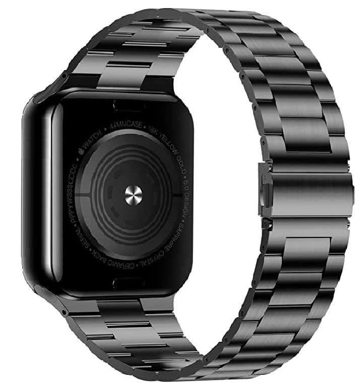 FOLX FMS1210 Metal Stainless Steel Milanese Magnetic Straps / Heavy Chain Bands Compatible With Apple iWatch Band For Men Women Unisex, Replacement Straps 49mm 45mm 44mm 42mm 41mmm 40mm 38mm For iWatch Series Ultra/8/7/6/5/4/3/2/1/SE/SE2【 👉 Only Strap For Apple iWatch ⌚ Watch NOT Included 】 (38MM 40MM 41MM, BLACK [ HEAVY CHAIN ]) - Image 2
