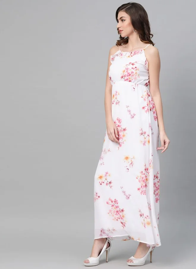 SASSAFRAS Floral Printed Maxi Dress for Women