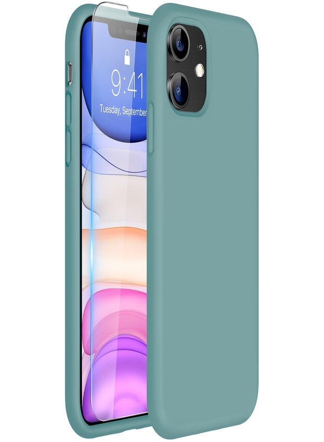 Miracase Designed for iPhone 11 Phone Case, with Screen Protector, Liquid Silicone Gel Rubber Full Body Drop Protection Shockproof Cover Phone Case for iPhone 11 6.1 inch, Midnight Green - Image 1