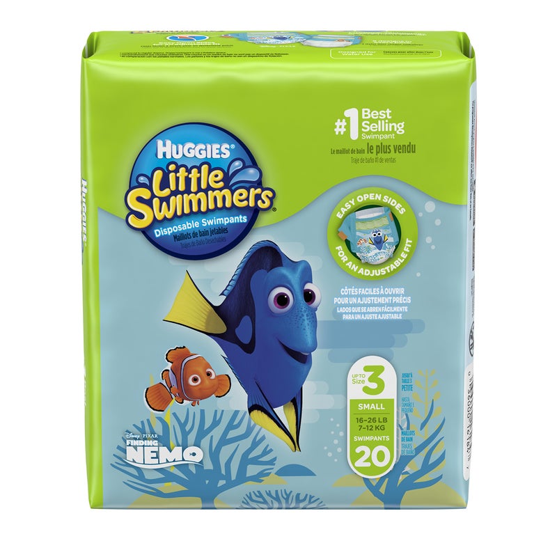 Huggies Little Swimmers Disposable Swim Diapers, Swimpants, Size 3 Small (16-26 lb.), 20 Ct. (Packaging May Vary) (Pack of 4) - Image 1
