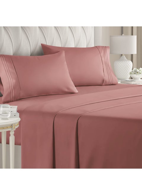 Full Size Sheet Set - Breathable  cooling Sheets - Hotel Luxury Bed Sheets - Extra Soft Sheets - Deep Pockets - Easy Fit - 4 Piece Set - Wrinkle Free - comfy - clay Bed Sheets - Fulls Sheets - 4Pc