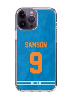 Classic Clear Case for iPhone 15 Pro Max , Hybrid Soft Case Transparent Cover - Player Name - Sanju Samson, Jersey Number- 9