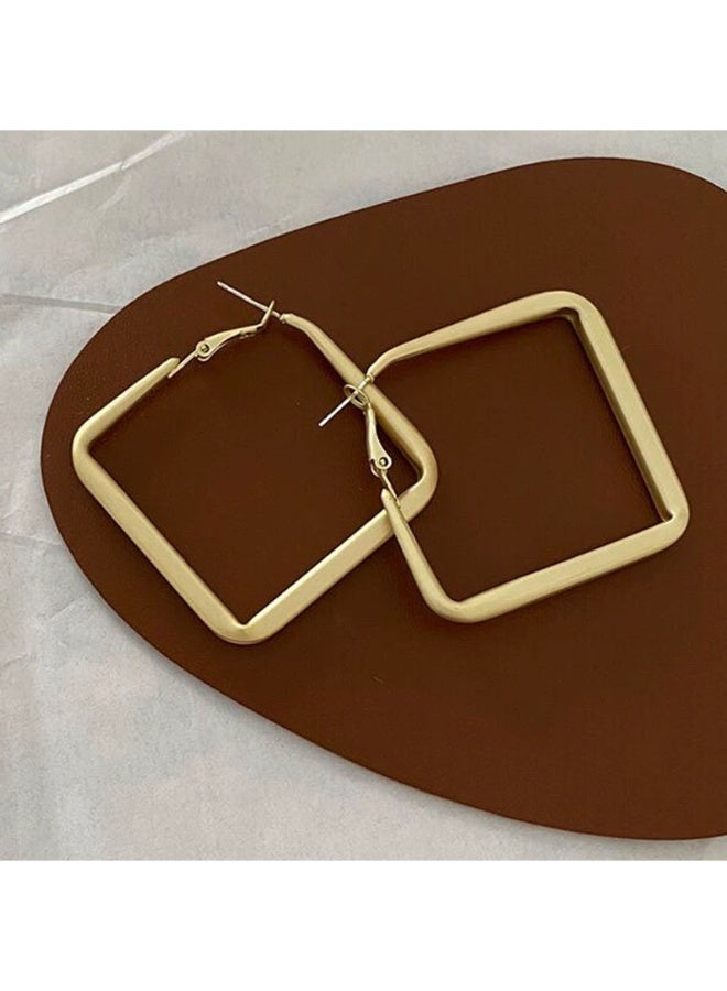 Goolsky أقراط هووب هندسية بارزة للنساء – مجوهرات معدنية عتيقة بأسلوب مينيملست، حلقات هندسية كبيرة مضادة للتأكسد وخفيفة الوزن، حفلات ذات طابع عتيق - Image 2