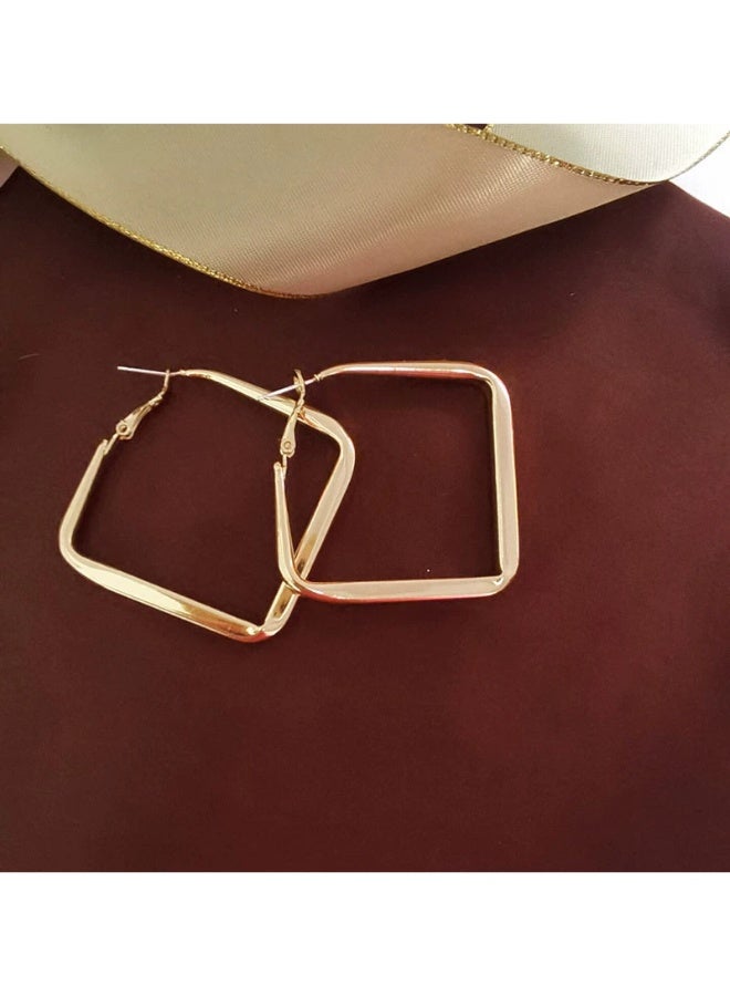 Goolsky أقراط هووب هندسية بارزة للنساء – مجوهرات معدنية عتيقة بأسلوب مينيملست، حلقات هندسية كبيرة مضادة للتأكسد وخفيفة الوزن، حفلات ذات طابع عتيق - Image 1