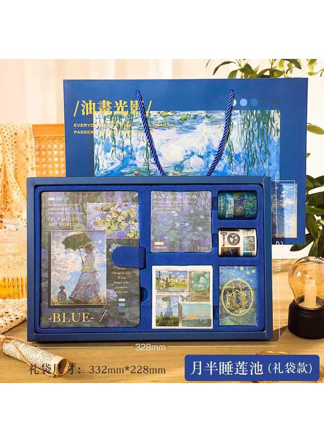 Bluejw | Oil Painting Hand Account Suit Gift Box High Color Value Book Simple Ins Student Hand Account Book Art Square Journal For Women - Image 1