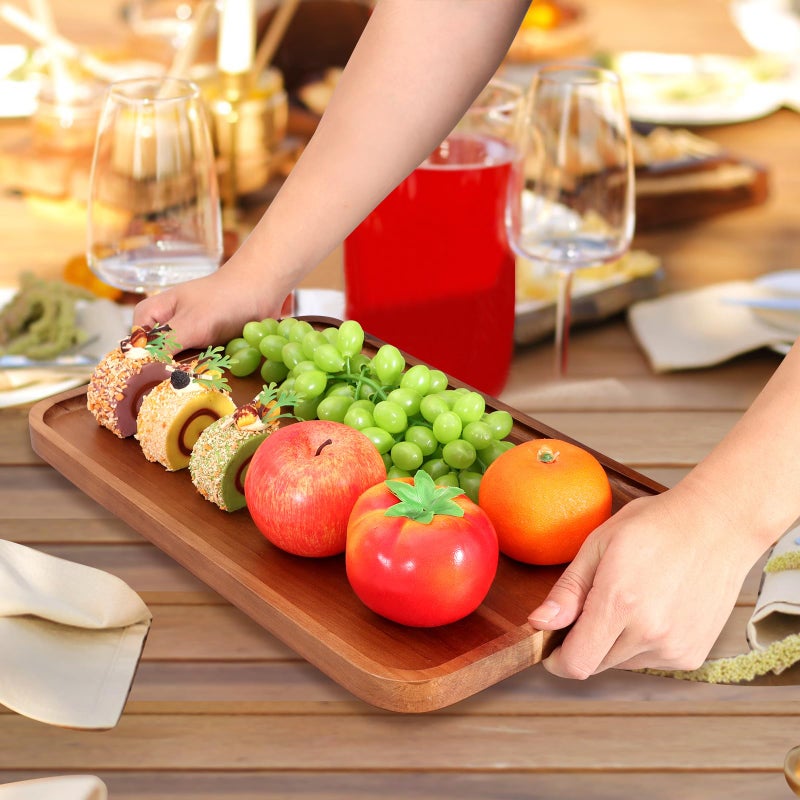Ayiaren Rectangular Wooden Platters Long Charcuterie Boards Decorations Serving Trays Platter for Cookie, Snack, Appetizer, Dessert, Party, Food Dish Rectangle Acacia Wood Kitchen Platter Plates Cheese Board - Image 5
