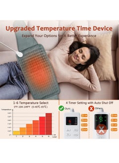 أوالس أحدث وسادة تدفئة لتخفيف آلام الظهر والتشنجات، (12 "× 24" + 20 ") وسادة تدفئة كبيرة للفترة الشهرية، مع ترقية المؤقت الآلي للإيقاف و6 مستويات حرارة، وسادة تدفئة كهربائية مع حزام، علاج جاف ورطب.  - Image 2