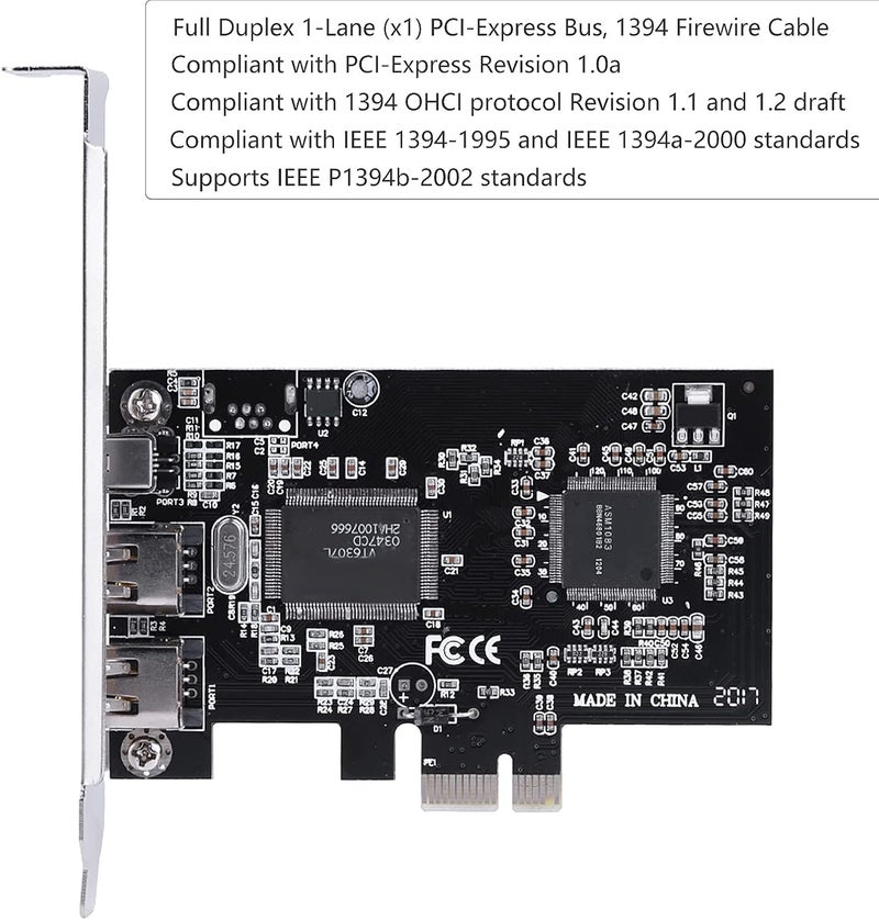 Cuifati PCIe Firewire Card for 10, IEEE 1394 PCI Express Adapter Controller 4 Ports(3 x 6 Pin and 1 x 4 Pin), 1394a PCI-E Firewire 800 Adapter for 7/8/ OS with Cable - Image 4