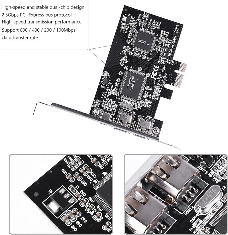 Cuifati PCIe Firewire Card for 10, IEEE 1394 PCI Express Adapter Controller 4 Ports(3 x 6 Pin and 1 x 4 Pin), 1394a PCI-E Firewire 800 Adapter for 7/8/ OS with Cable - Image 5