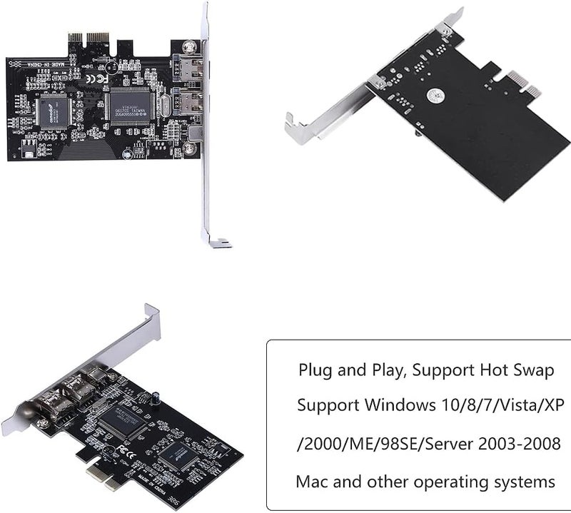 Cuifati PCIe Firewire Card for 10, IEEE 1394 PCI Express Adapter Controller 4 Ports(3 x 6 Pin and 1 x 4 Pin), 1394a PCI-E Firewire 800 Adapter for 7/8/ OS with Cable - Image 3