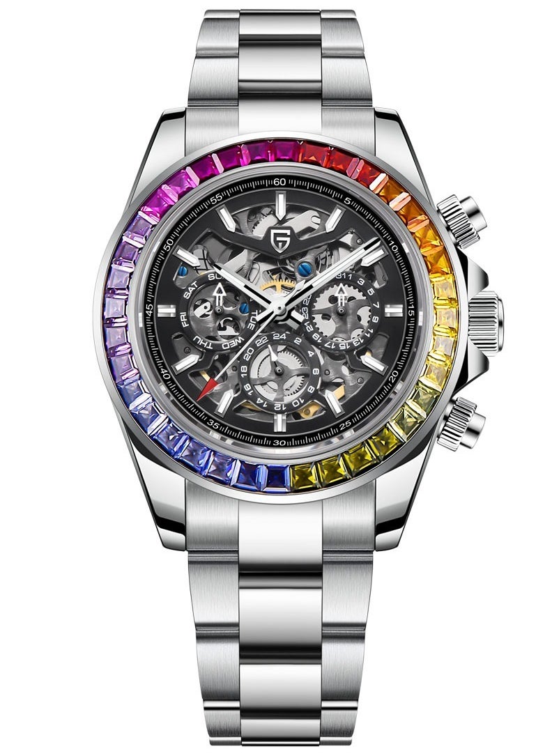 PAGANI DESIGN - Men's Skeleton Mechanical Stainless Steel Watch - Image 1