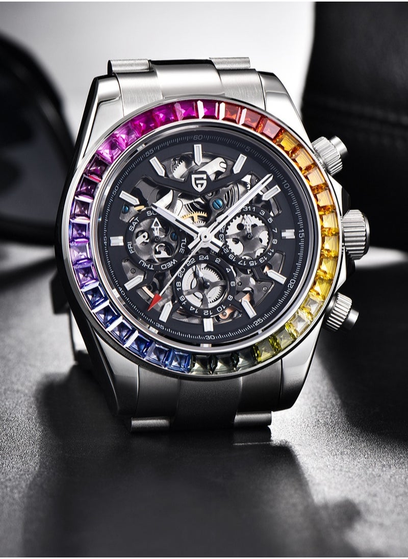 PAGANI DESIGN - Men's Skeleton Mechanical Stainless Steel Watch - Image 1