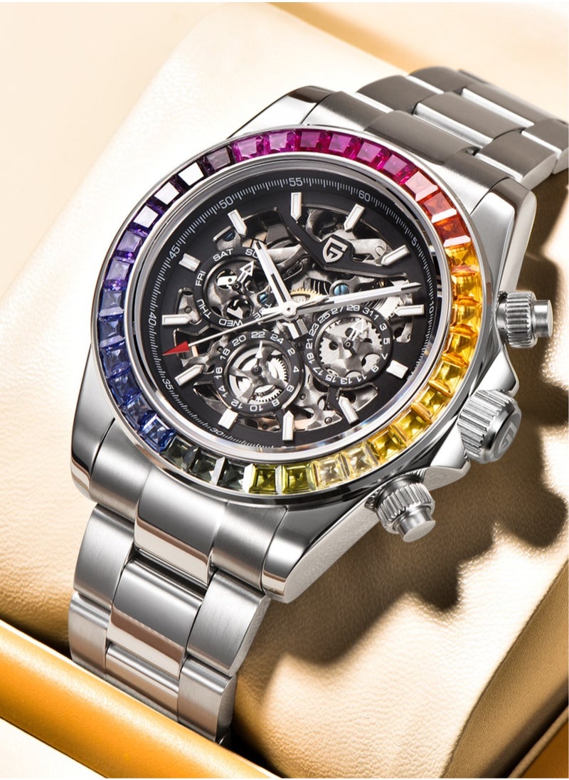 PAGANI DESIGN - Men's Skeleton Mechanical Stainless Steel Watch - Image 1