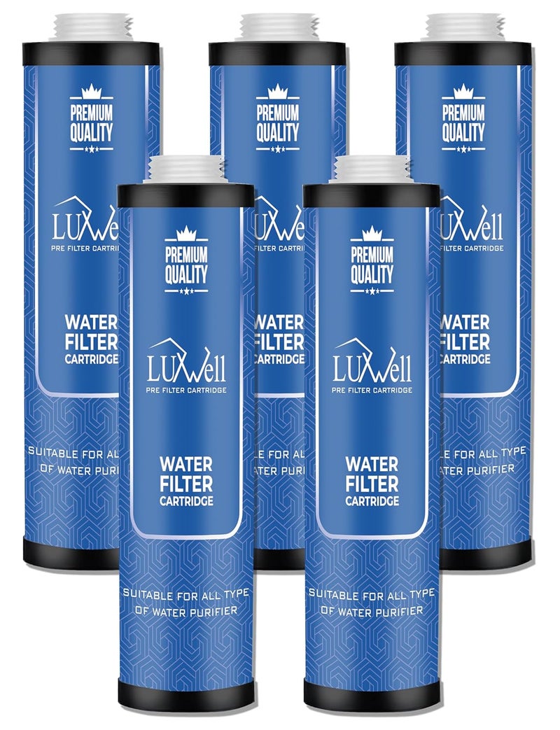 LUXWELL 9 Inch Pre Filter CandleCartridge for Water PurifierRO MLT Candle Cartridge Outer Filter Spun Filter Thread FilterCartridge for AquaguardLivpure Outer Filter Pack of 5 - Image 1