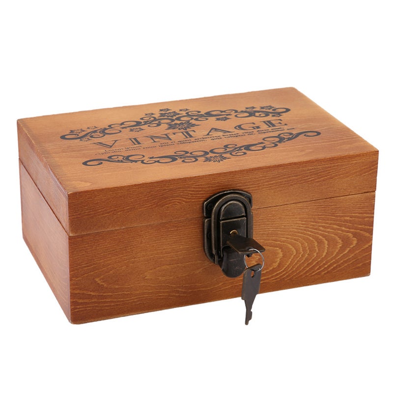 Vintage Wooden Box: High-quality Durable Wood, Large Capacity, Beautiful Printing - Decorative Storage Box for Home Office Decor, Photography Props, Jewelry Candy Storage - Image 2