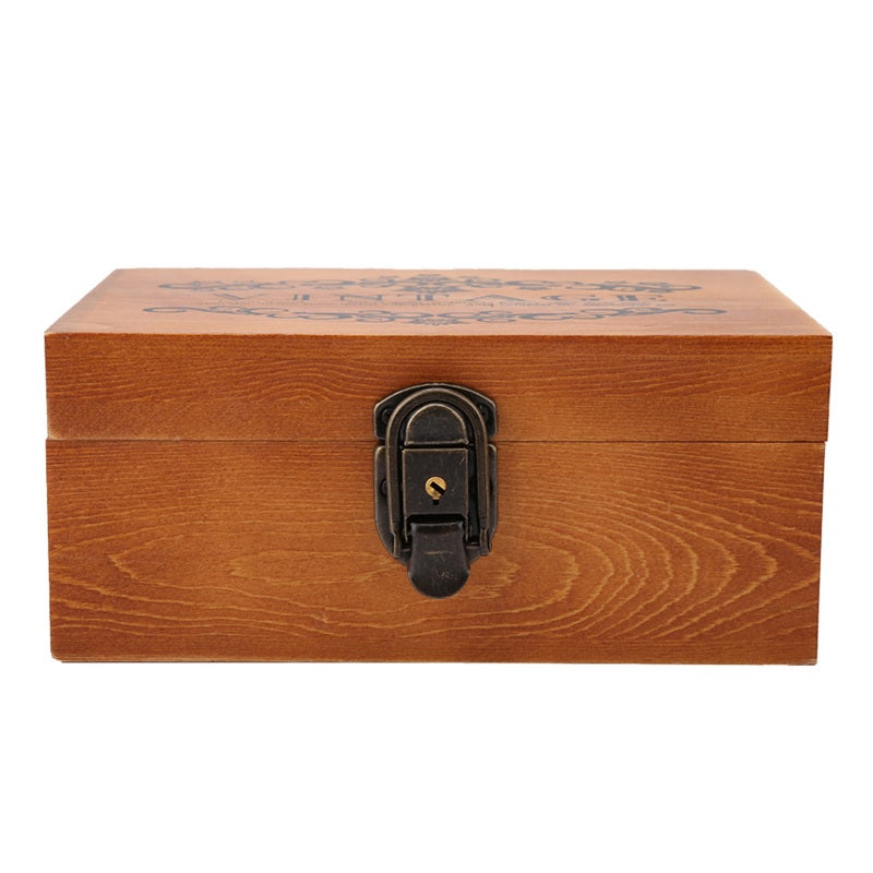 Vintage Wooden Box: High-quality Durable Wood, Large Capacity, Beautiful Printing - Decorative Storage Box for Home Office Decor, Photography Props, Jewelry Candy Storage - Image 1