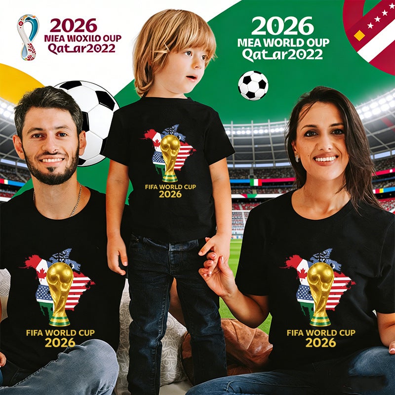 2026 Usa-Mexico-Canada World Cup Printed T-Shirt Best-Selling Family Set Combed Cotton Short-Sleeve 60314-2 - Image 2