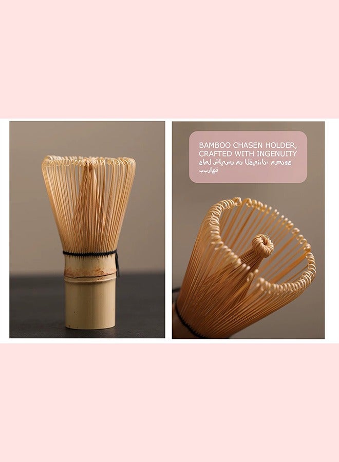 HaHaHai 7-Piece Pink Matcha Tea Set - Traditional Japanese Ceremony Kit with Ceramic Bowl, Bamboo Whisk, Holder, Scoop, Sifter, Spoon & Mat - Organic Green Tea Starter Gift Box for Home Barista & Latte Art - Image 5