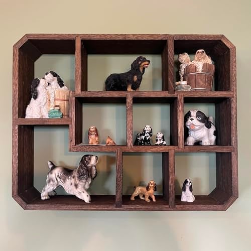 Frcctre Rustic Shadow Box Display Shelf, 9 Compartments Wood Hanging Display Floating Shelves, Multi-Slot Wall Mounted or Freestanding Farmhouse Decor Displays Case - Image 5