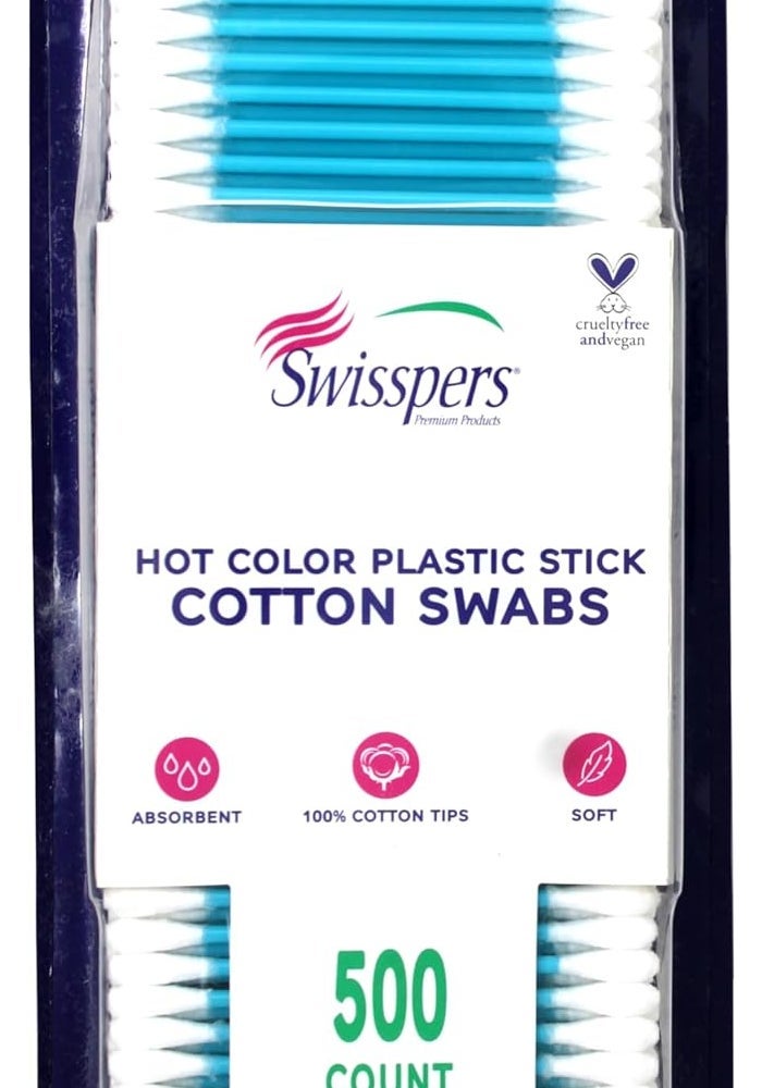 Swisspers Hot Colored Cotton Swabs - 500 Count - Image 1