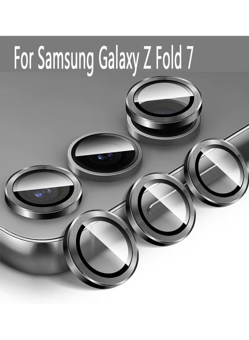Compatible with Samsung Galaxy Z Fold 7 camera lens protector, Metallic texture style tempered glass camera lens cover Galaxy Z Fold 7 [Metal CD cable]- Black - Image 1