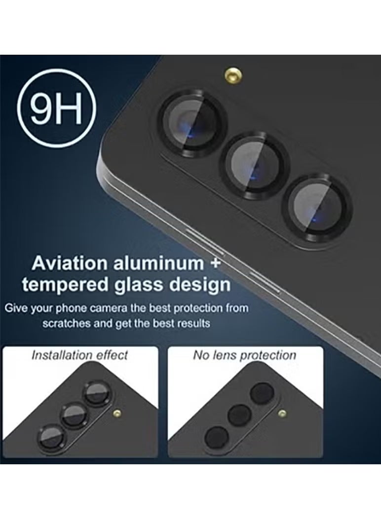 Compatible with Samsung Galaxy Z Fold 7 camera lens protector, Metallic texture style tempered glass camera lens cover Galaxy Z Fold 7 [Metal CD cable]- Black - Image 4