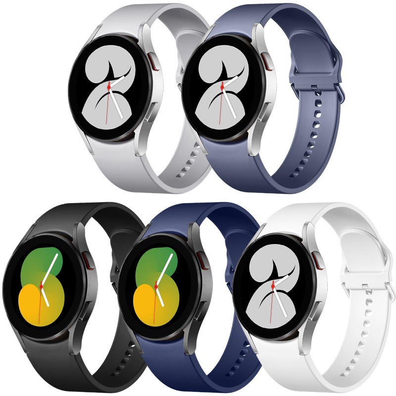 Lerobo 5 Pack Bands Compatible with Galaxy Watch 7 6 5 4 Band 40mm 44mm/Galaxy Watch 6 4 Classic 43mm 47mm 46mm 42mm/Watch 5 pro 45mm,Active 2 Band, 20mm Band Soft Silicone Sport Band Women Men - Image 1