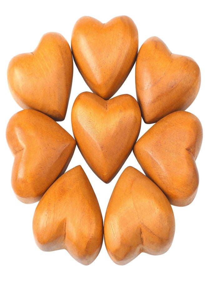 Kigeli 8 Pcs Handmade Wooden Hearts Olive 3D Love Crafts Pine Carved Decor for Wedding Birthday Gifts - Image 1