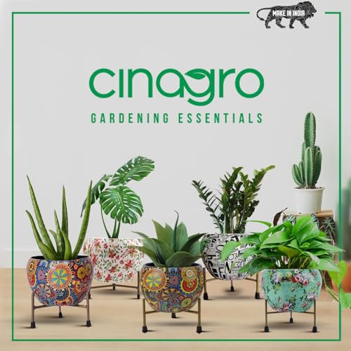 CINAGRO Large Metal Flower Vase Pot with Iron Stand, Pots for Plants, Plant Pots for Home Decoration, Succulent Pot, Indoor Planter Garden Decor (Size: 9.8 X 9.8 inch) Style: Mandala Fusion Grand - Image 5