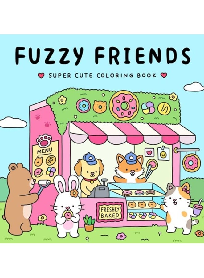 Cozy & Cute Animal Coloring Book – 56 Pages for Kids, Teens & Adults – Relaxing and Fun Coloring Featuring Adorable Animal Designs for Stress Relief & Creative Expression(FUZZY FRIENDS)  - Image 1