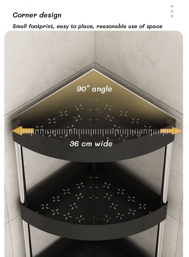 Beauenty Stainless steel five-layer storage rack,multifunctional storage and organization cart,Basket Storage Organizer Trolley with Wheels, Bathroom Mobile Shelving Organizer,Triangle Corner Shelf Rack Roll - Image 3