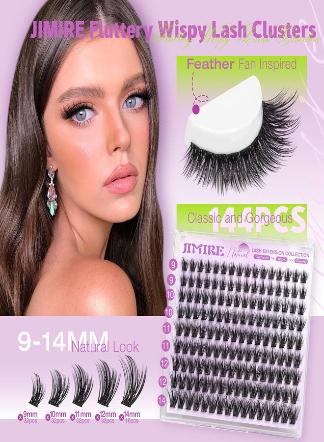 JIMIRE Lash Clusters Wispy Natural Eyelash Clusters 9-14MM Natural Lash Extensions Anime Cluster Eyelash Extensions Easy to DIY by Self Beginners Friendly 144Pcs Pack by JIMIRE - Image 2