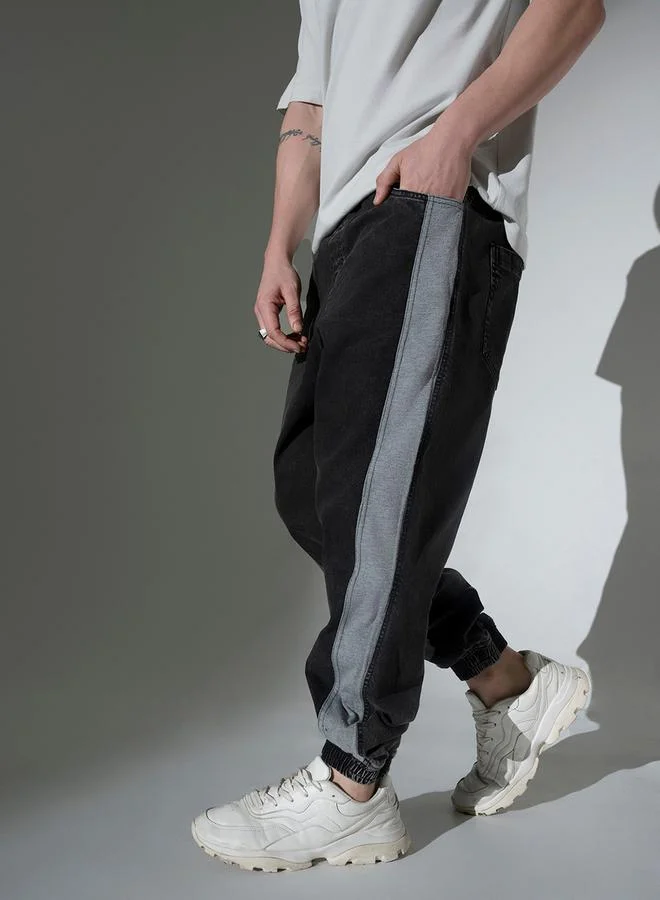 Hubberholme Mid Rise Relaxed Fit Jeans with Side Panel by Styli
